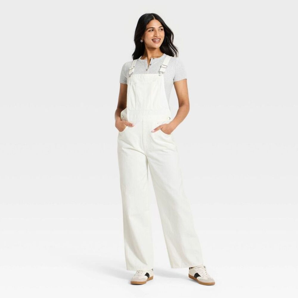 Women's Denim Chore Jumpsuit - Universal Thread White 0